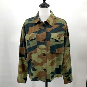 Treasure & Bond Size S Camo Military Denim Style Jacket Shacket